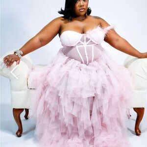 Elegant Pink Tulle Gown